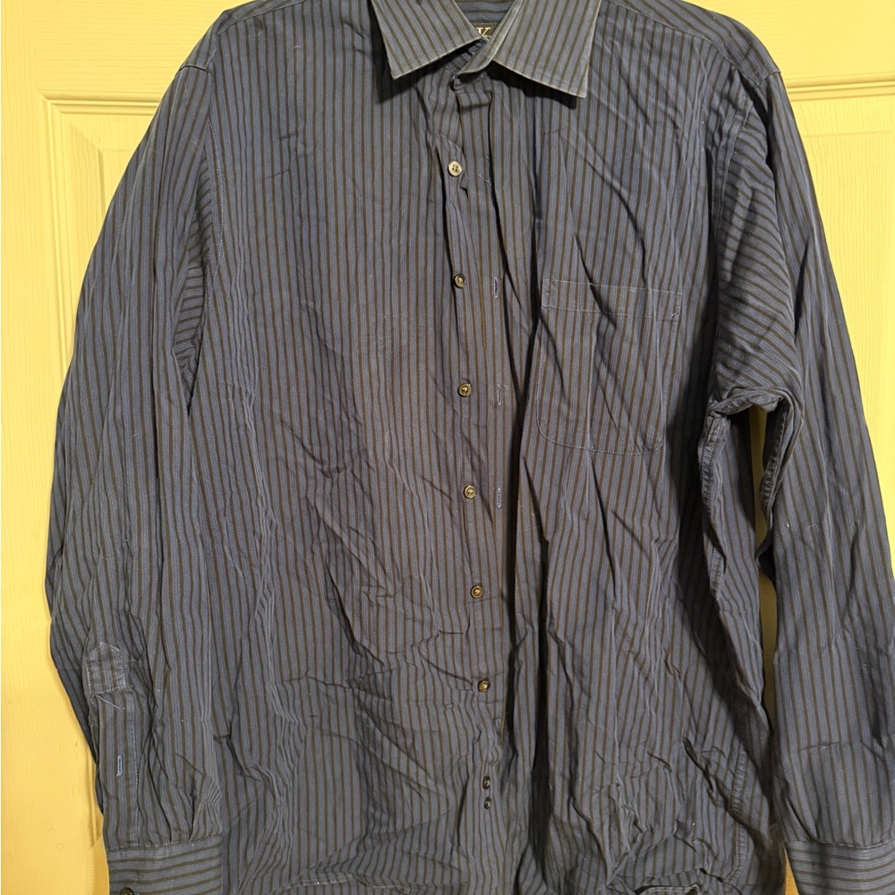 Calvin Klein Blue and Black Striped Shirt
